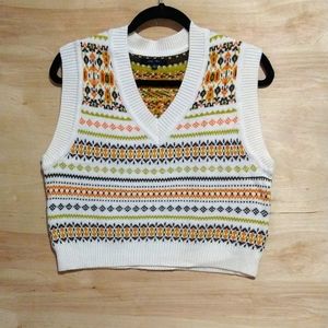 Printed V Neck Sweater Vest